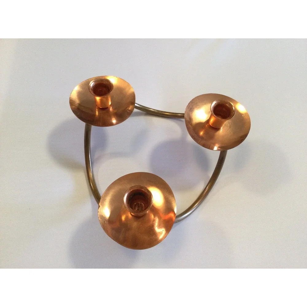Vintage Copper craft Guild Triple Candleholder